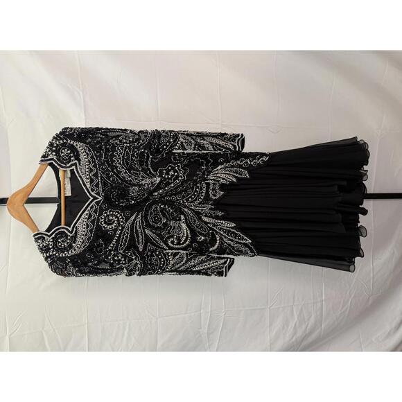 Blacktie by E.G. Cassini Black and Silver Beaded Evening Dress Medium - Picture 7 of 7